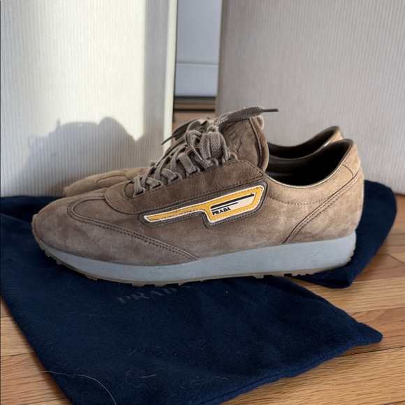 Prada Men's Tan Suede Sneakers - Picture 4 of 8